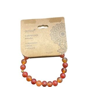 Carnelian Beaded Bracelet Henna Shoppe Orange Gemstone Stretch Bracelet